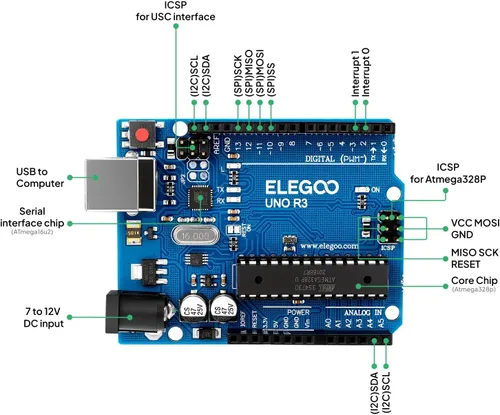 Miniatura 3 de Kit inicial completo para Arduino Uno R3 con tutorial (63 artículos) de Elegoo