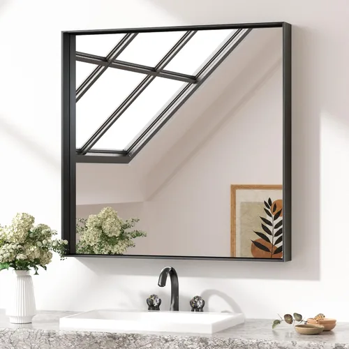 Miniatura 80 de Keonjinn - Espejo rectangular con marco negro para baño de 40 x 30 pulgadas, espejo de pared para sobre el lavabo, espejos de tocador de metal
