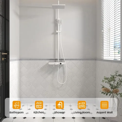 Miniatura 2 de 10 piezas de molduras de mármol blanco Carrara para silla, molduras de mármol de Carrara de 2 x 12 pulgadas para baño, cocina, ducha, paredes