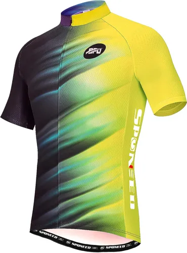 sponeed - Jerséis de ciclismo para hombre, tops, camisas de ciclismo, manga corta, atuendo de ciclismo, chaqueta de ciclismo de cierre completo con