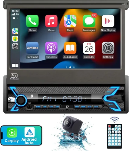 Miniatura 8 de Estéreo de auto doble DIN con CarPlay inalámbrico y Android Auto, radio de coche HD de 7 pulgadas con Bluetooth, entrada USB/SD/AUX, FM, SWC