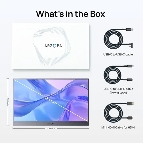 Miniatura 9 de ARZOPA Monitor portátil de 15.6 pulgadas FHD 1080P – Monitor portátil ultradelgado para laptop con soporte – Pantalla IPS para PC, MAC, teléfono