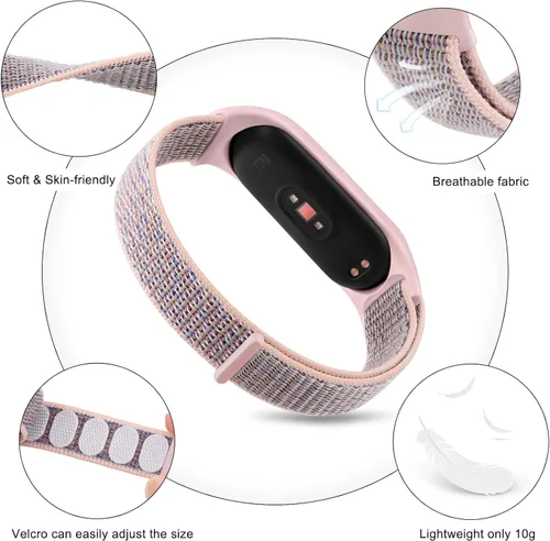 Miniatura 2 de Amzpas Bandas de nailon para Xiaomi Mi Band 5/Mi Band 6, paquete de 3 correas de reloj de tela suave para Amazfit Band 5/Band 6, pulseras