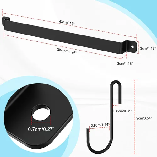 Miniatura 6 de Colgador de cocina montado en la pared con 10 ganchos, riel de cocina de hierro forjado, estante para utensilios, ollas colgantes, sartenes, taza