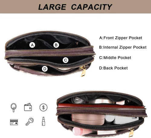 Miniatura 4 de Geestock Riñoneras para mujer, bolsa de cinturón de cuero vegano a la moda, impermeable, para cualquier lugar, con correa ajustable, Impresión