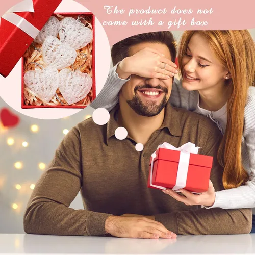 Miniatura 4 de BBTO Juego de 21 adornos de cristal en forma de corazón para el día de San Valentín, adorno colgante hilado en forma de corazón de cristal, regalo