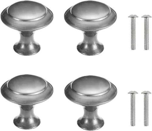 Miniatura 13 de 4 pomos de puerta de armario, pomo de puerta de cajón de armario para muebles de cocina, perilla de gabinete de acero inoxidable con tornillos, gris