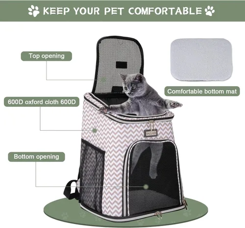 Miniatura 4 de BAGLHER Mochila transportadora para gatos, transportadora de malla para perros medianos y pequeños, gatos, cachorros, gatitos, conejitos de hasta 18