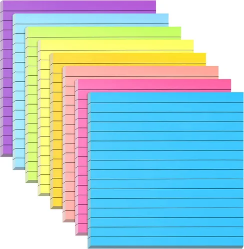 Miniatura 9 de Qeeenar 8 blocs de notas adhesivas grandes 11 x 11 pulgadas con líneas, notas adhesivas jumbo de gran tamaño para pared, memo cuadrado de gran