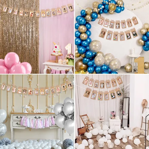 Miniatura 7 de Crosize Cartel de fotos de primer cumpleaños de 4'' x 6'' o 5'' x 7'' desde recién nacido hasta 12 meses, guirnalda de hitos mensuales para niño