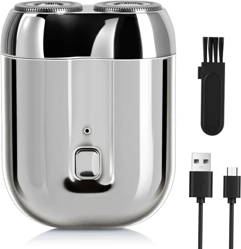 Miniatura 8 de Mini afeitadora eléctrica para hombres y mujeres, afeitadora de doble cabeza de bolsillo, afeitadora eléctrica de viaje compacta impermeable
