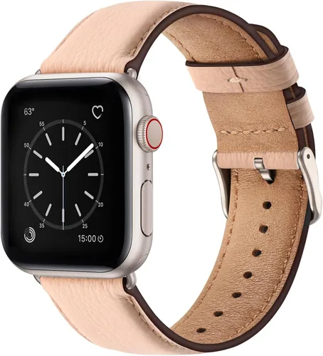 Miniatura 29 de SUNFWR Correas de cuero compatibles con Apple Watch de 1.61, 1.57, 1.5 pulgadas para hombres y mujeres, correa de repuesto de cuero genuino de grano