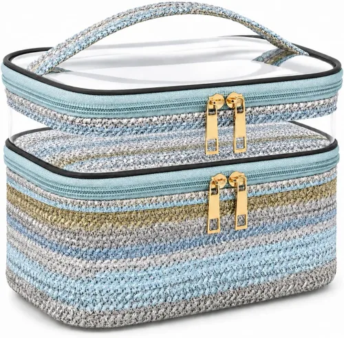 Miniatura 17 de Bolsa de maquillaje, 3 piezas de piel sintética, bolsa de maquillaje de viaje, bolsa de cosméticos para mujeres y niñas