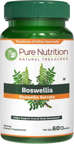 Pure Nutrition Boswellia Serrata 600 mg | 60 cápsulas | Extracto 15:1 estandarizado al 65% de ácidos boswélicos | Suplemento a base de hierbas sin