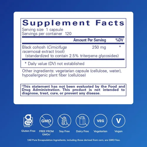 Miniatura 2 de Pure Encapsulations Black Cohosh 2.5 Suplemento hipoalergénico para ofrecer apoyo durante la menopausia* 120 cápsulas