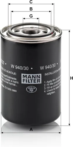 Miniatura 2 de Mann Filter Filtro de aceite giratorio W940/30