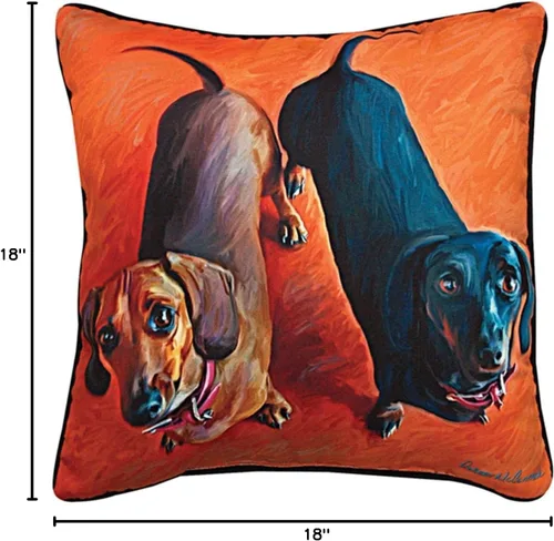 Miniatura 2 de Almohada cuadrada decorativa con patas y bigotes de perro salchicha doble manual, 18 pulgadas