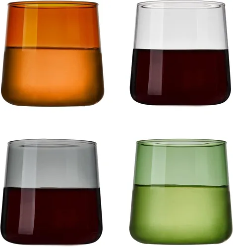 Miniatura 8 de Viski Aurora Tumblers - Copas de vino de colores, divertidas copas de cóctel teñidas en transparente, gris, verde y ámbar, aptas para lavavajillas