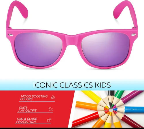 Miniatura 59 de Retro Rewind Lentes de sol para niños y niñas de 3 a 12 años, inastillables, UV400, lentes de sol para niños pequeños