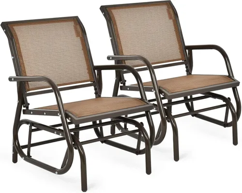 Giantex Silla columpio con marco de metal de estudio, cómoda silla de patio para jardín, porche, patio trasero, piscina, mecedora al aire libre (2,