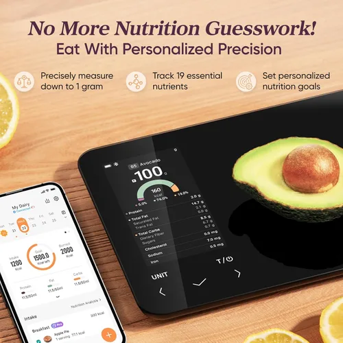 Miniatura 2 de Báscula inteligente de cocina para alimentos Cosori con calculadora nutricional, aplicación gratuita para escaneo de IA, seguimiento de calorías