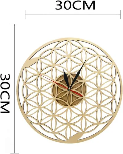Miniatura 5 de The Geeky Days Flower of Life Intersect Rings Reloj de pared de madera geométrica geometría sagrada Reloj decorativo Reloj de inauguración