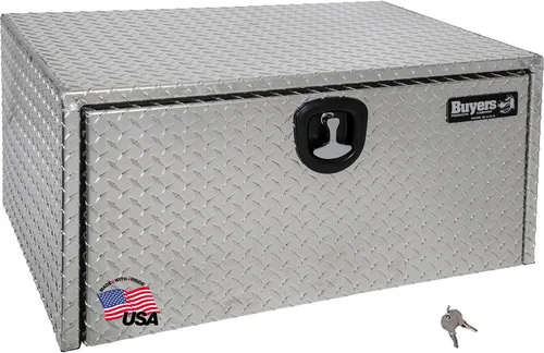 Miniatura 25 de Buyers Products 1705148 - Caja de camión de aluminio diamantado para debajo de la carrocería con pestillo de mango en T, 14 x 12 x 16 pulgadas