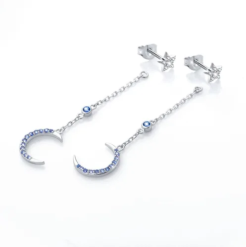 Miniatura 3 de Aretes de plata fina 925 en forma de corazón colgante para mujeres y niñas.