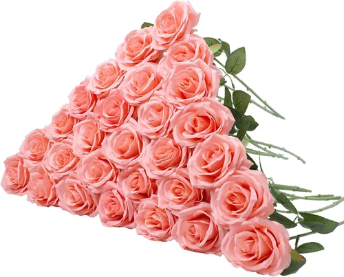 Miniatura 48 de LVEFIT 12 rosas artificiales de seda de color naranja quemado, ramo de rosas de seda de tallo largo para bodas, despedidas de soltera, fiestas