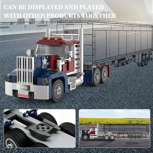 Miniatura 6 de Xbert American Semi Trucks - Juegos de construcción de camiones de tractores de gran plataforma, vehículos de transporte, juguetes de automóviles