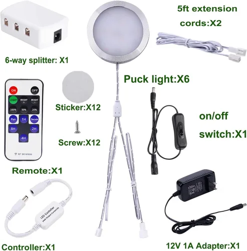 Miniatura 2 de AIBOO - juego enlazable de ledes para colocar debajo del gabinete, luces con soporte delgadas de aluminio de 12 V con control remoto RF inalámbrico