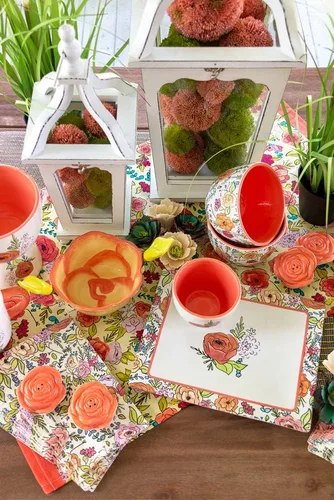 Miniatura 3 de Boston International Juego de 2 saleros y pimenteros de cerámica para uso diario, fiesta de flores