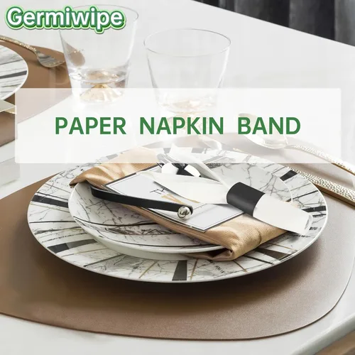 Miniatura 8 de Germiwipe - 2500 servilletas negras, servilleteros de papel autoadhesivos, bandas de cubiertos perfectas para fiestas de cumpleaños, bodas