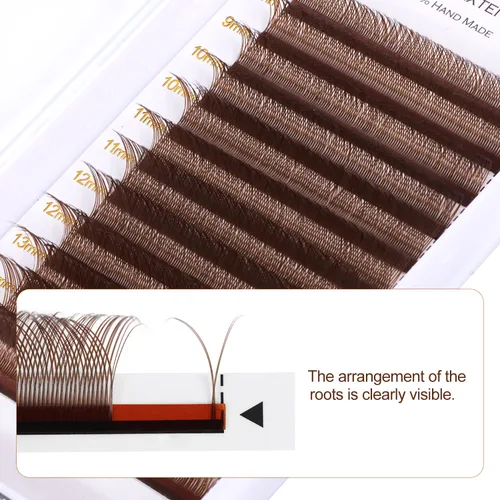 Miniatura 4 de Extensiones de pestañas en Y de colores, YY, extensiones de pestañas postizas en abanico, extensiones de pestañas marrones, rizo D, 0.003 in