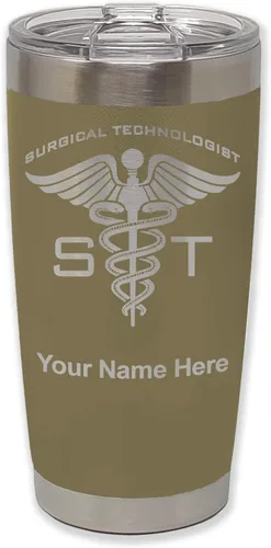 Miniatura 36 de LaserGram Vaso aislado al vacío de 20 onzas, ST Surgical Technologist, grabado personalizado incluido (gris)