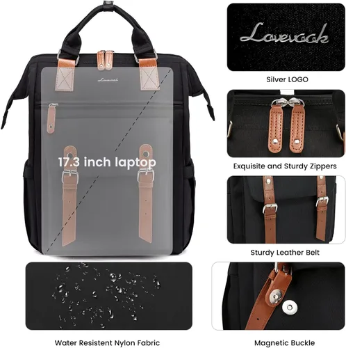 Miniatura 2 de LOVEVOOK - Mochila para laptop de mujer, mochila para profesores y enfermeras, bolsa de trabajo, viaje, mochilas para computadora, bolsa para marrón