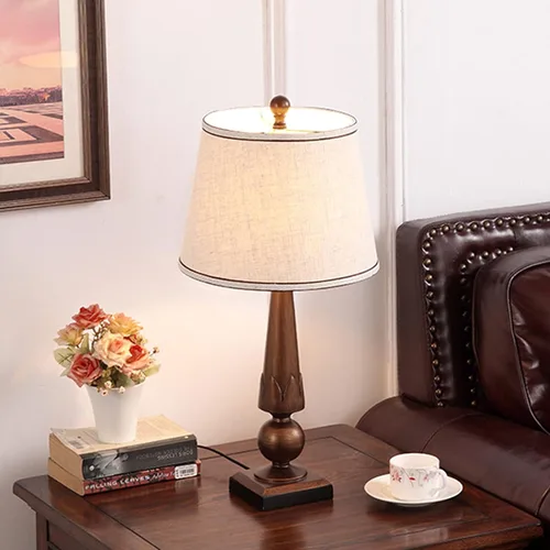Miniatura 7 de Lamp For Desk Retro Table Lamps Resin Bedside Table Lamps with Fabric Lampshade Concise Nightstand Lamps for Home Office Study Table Lamp, 24.4"H
