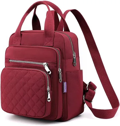 Miniatura 9 de Mochila pequeña para mujer, casual, acolchada, cuadrada, impermeable, con múltiples bolsillos, ligera, asa superior, Negro, Pequeño, Mochilas