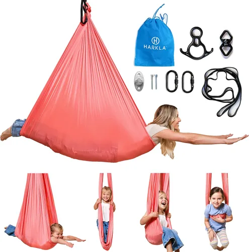 Miniatura 13 de Harkla Columpio sensorial para niños y adultos, soporta 300 libras, columpio sensorial para interiores y exteriores para un efecto calmante similar