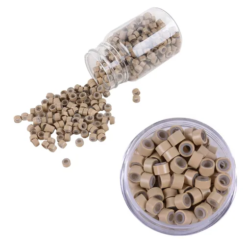 Miniatura 9 de 500 anillos de silicona con microeslabones de 0.197 in para extensiones de cabello, herramientas de microenlaces de aluminio para extensiones