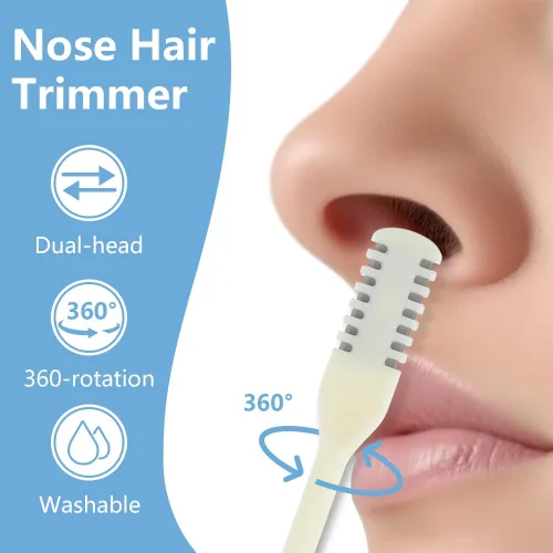 Miniatura 3 de Cortador de pelo nasal 2 en 1, recortador manual de doble cara con cepillo, cuchillo de nariz giratorio de 360° para hombres y mujeres, herramienta