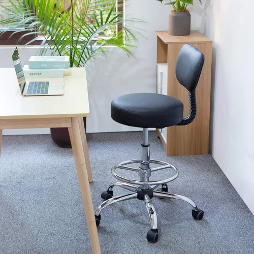 Miniatura 2 de KLASIKA Silla giratoria de dibujo con soporte trasero y reposapiés ajustable, silla de escritorio de oficina multiusos para bar, cocina, tienda