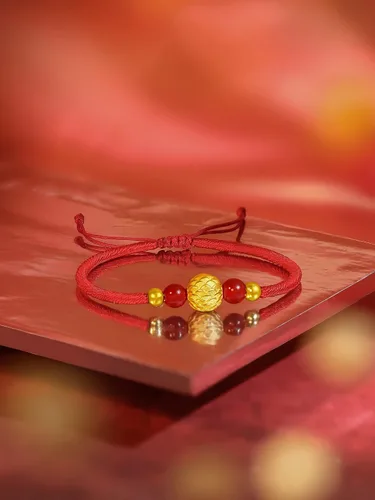 Miniatura 4 de ZHOU LIU FU 24K Solid Gold Bracelet Luck Fish Real Gold Charm Bracelet Adjustable Jewelry Braided Bracelet for Women Teens Girls