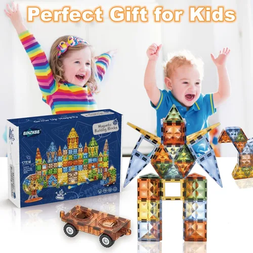 Miniatura 7 de BINZKBB 110 azulejos magnéticos, bloques de construcción magnéticos iluminados en 3D para niños, juguetes creativos de dinosaurios, juguetes