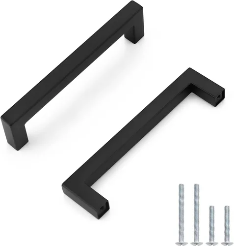 Miniatura 8 de Probrico - Tiradores cuadrados de acero inoxidable para puerta de armario o cajón, color negro, 0.5 pulgadas de ancho