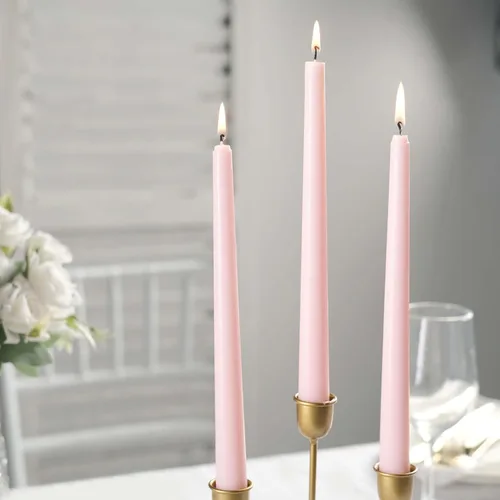 Miniatura 38 de Efavormart 12 Pack 11" Velas cónicas de cera de parafina de rosa mate de color oro rosa de alta calidad, velas de cena largas sin aroma, con mecha