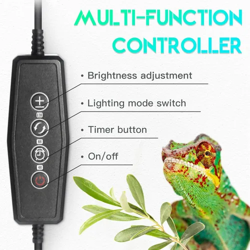 Miniatura 5 de Lámpara LED regulable UVB para reptiles, 8000 horas de duración UVB para una vida útil mucho más larga, ciclos ajustables de 4/8/12 horas, adecuada