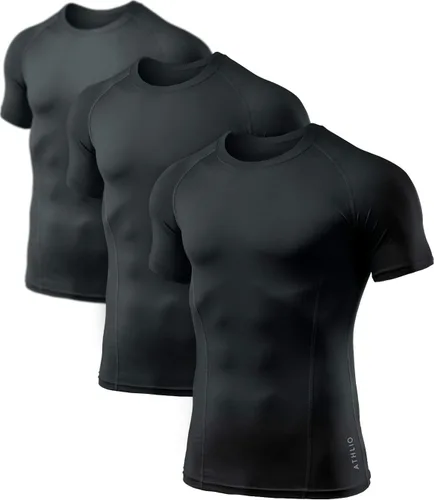 ATHLIO Paquete de 1 o 3 camisas de compresión de manga corta para hombre, camisetas de capa base deportiva, camiseta de entrenamiento atlético