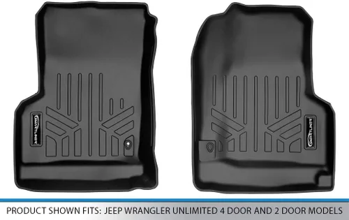 Miniatura 4 de SMARTLINER Juego de tapetes de piso de ajuste personalizado para 1ª fila, color negro para modelos Jeep Wrangler Unlimited 1997-2006 de 4 puertas
