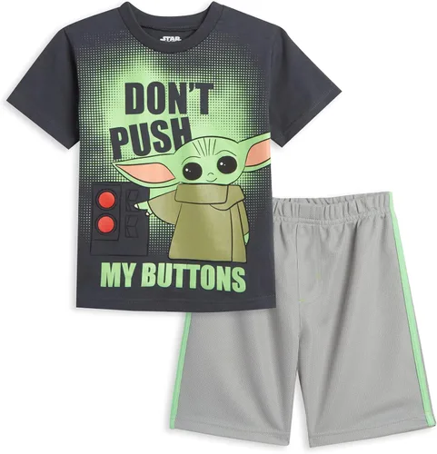 STAR WARS The Mandalorian The Child - Conjunto de camiseta atlética y pantalones cortos de malla para bebés a niños grandes